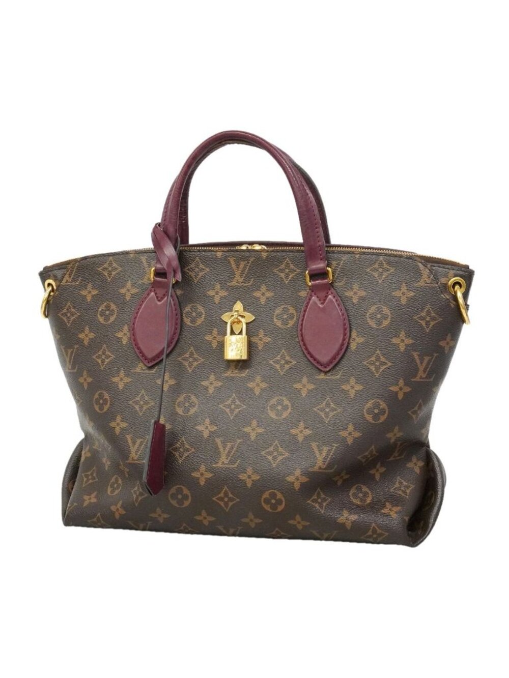 Louis Vuitton Handbag Monogram Flower Zipped Tote MM Brown Bordeaux